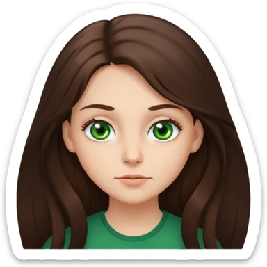 brunnete girl with long hair and lazy green eyes sticker