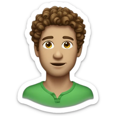Man with curly brown hair freckles and green eyes sticker