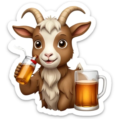 Little goat with bottle of cider sticker