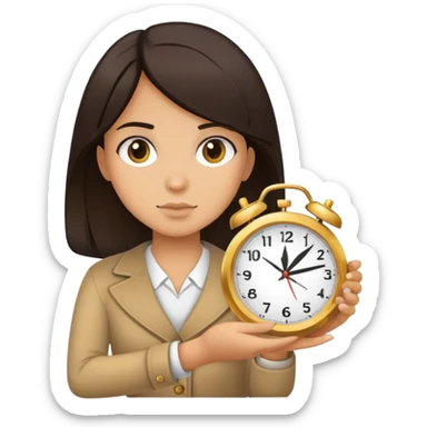 tan girl with a clock sticker