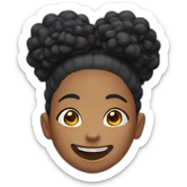 laughing girl with 2 afro puffs sticker