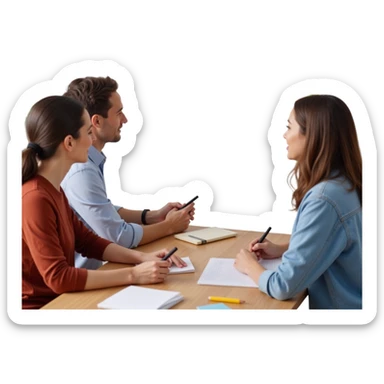 a team of designers around a whiteboard covered with a lot of colorful sticky notes, skeuomorphism style sticker