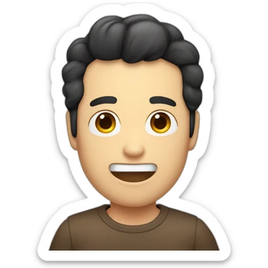 Kawai face men with dark hair with a sausage in the mouth sticker