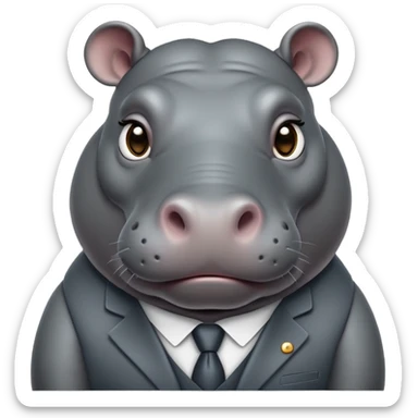 cinematic-noble-hippo-portrait-emoji,-poised-and-regal,-with-a-massive,-robust-build-and-a-smooth,-sleek-slate-gray-hide,-deep-set-soulful-eyes,-simplified-yet-sharp-and-sophisticated-features,-highly-detailed,-glowing-with-a-soft radiance sticker