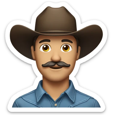 Brunette guy with mustache and cowboy hat  sticker