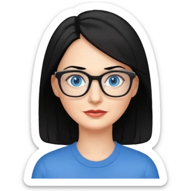 woman 50 years old, black hair, blue eyes, glasses sticker
