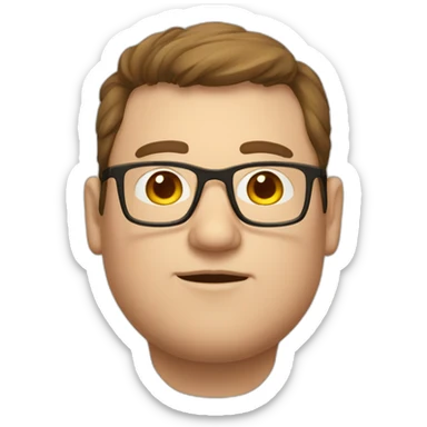 fat white male face with spectacles and brown hair sticker