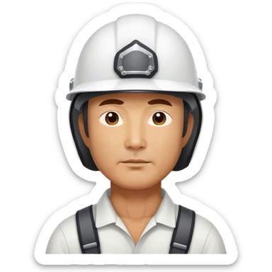 photorealistic korean worker middle age man 
in a helmet sticker