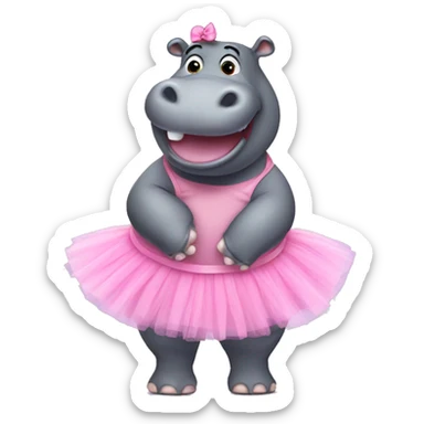 Hippo wearing pink tutu sticker