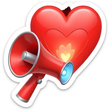 megaphone with a glowing heart coming out sticker