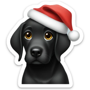 Black Lab puppy santa hat  sticker