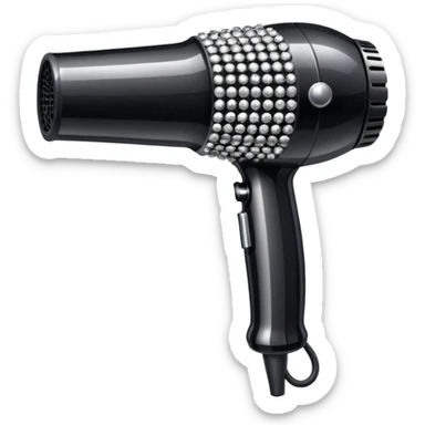 black blow dryer covered in diamonds sticker