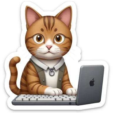 cat software developer with keyboard sticker