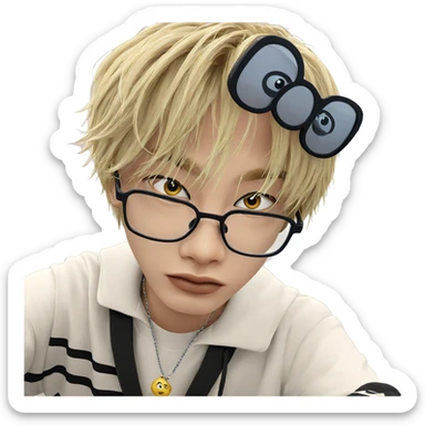 blonde boy with glasses and necklace sticker