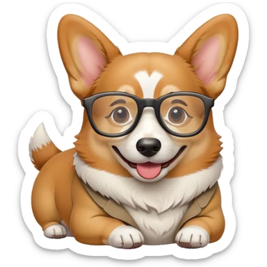 Corgi smiling with glasses on sticker