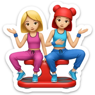 2 girls sitting in breakdance ride sticker