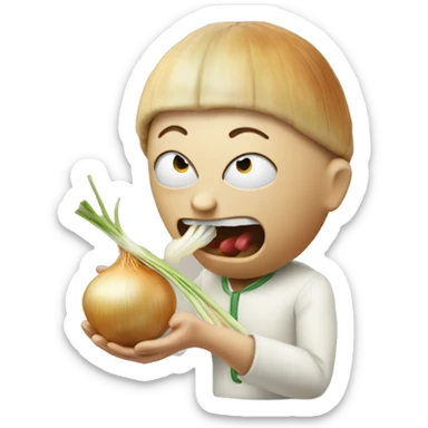 an onion person eating onions sticker