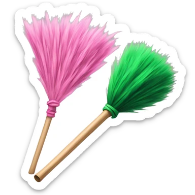 Pink wand duelling a green broom sticker