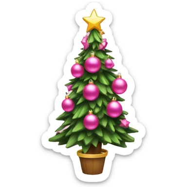 Christmas tree with pink ornaments  sticker