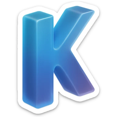 the letter K with a fancy colorful gradient for the color with blue and purple sticker