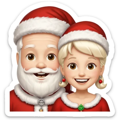 SANTA Y MAMA CLAUSE SONRIENDO CON ORTODONCIA EN DIENTES sticker