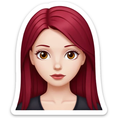 Dark cherry red straight hair white girl   sticker