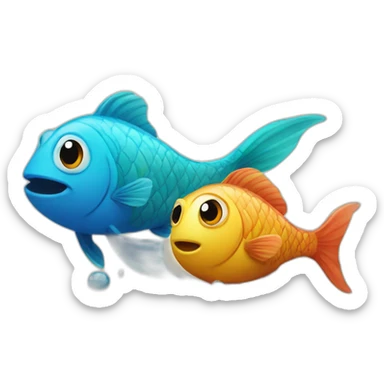 Two fishes in water sticker