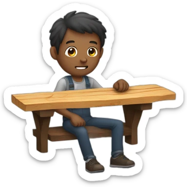 man eating a plank of wood sticker