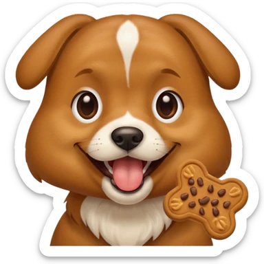 dog eating dog treat sticker