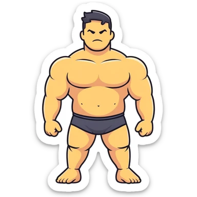 full body bulky male figure standing, muscular build, not overweight but not skinny, strong physique sticker