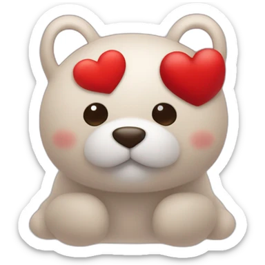 Un doudou qui fait un câlin à un cœur rouge  sticker