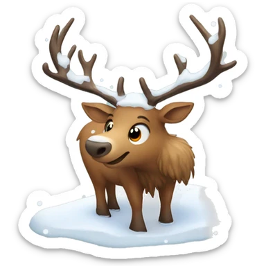 Elk in the snow sticker