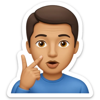 man showing shh to be quiet sticker