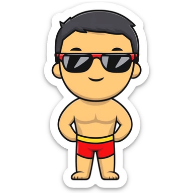 Tan Lifeguard with Black Hair and Sunglasses sticker