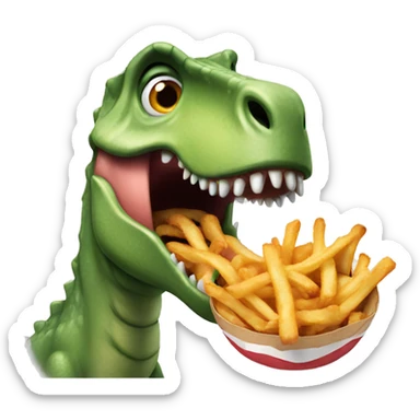 Dinosaur eating a fry sticker