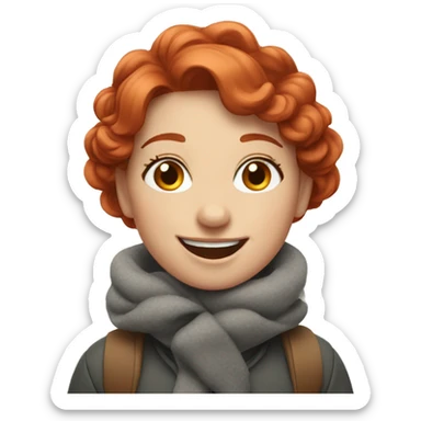 Red hair girl being happy in winter  sticker