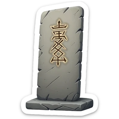 Stone Tablet – Carved gray slab with ancient runes. sticker