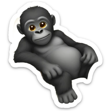 Baby gorilla napping on a couch with a blanket on sticker