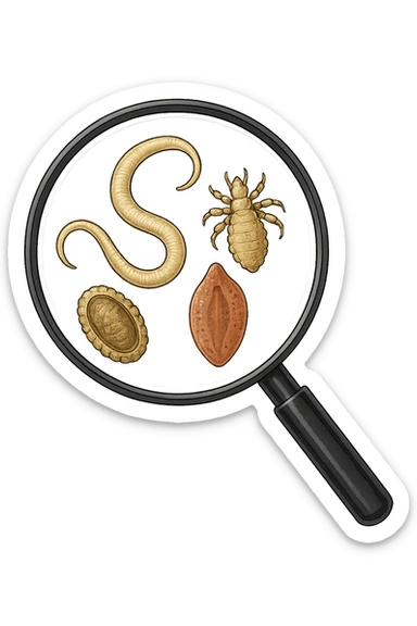parassiti sotto lente di ingrandimento sticker