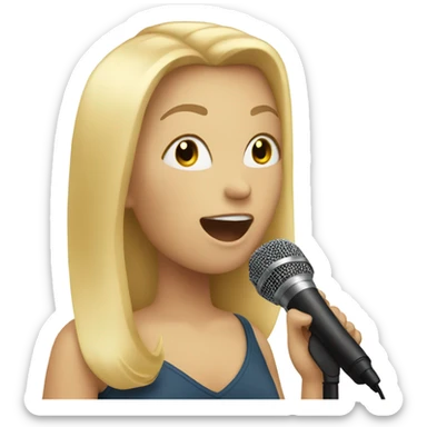 Girl with blonde hair singing into microphone sticker