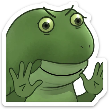 straight face with hands out in front saying boy sticker