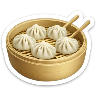 chinese dumplings in a bamboo steamer sticker