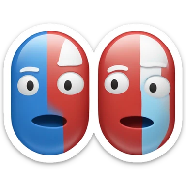 A red pill and a blue pill sticker