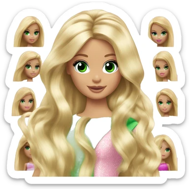 barbie princess green eyes long blond hair sticker