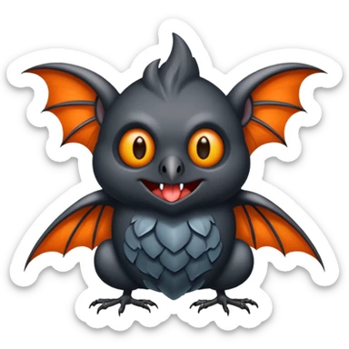 Monstre a corp craquelé fait de lave avec des ailes de chauve-souris et un tête de pierre carbonisé avec une mâchoire carré  sticker