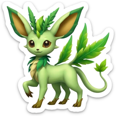 Kawaii cute cool feral Sprigatito-Leafeon-Flygon-Fakémon-hybrid (full body) sticker