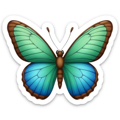 A butterfly with blue edges, green wings, and a brown body  sticker