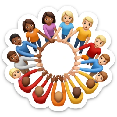group holding handsin circle sticker