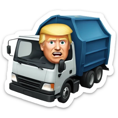 Donald Trump driving a garbage truck sticker