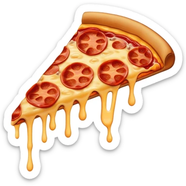 Pepperoni Pizza Slice with dripping cheese sticker